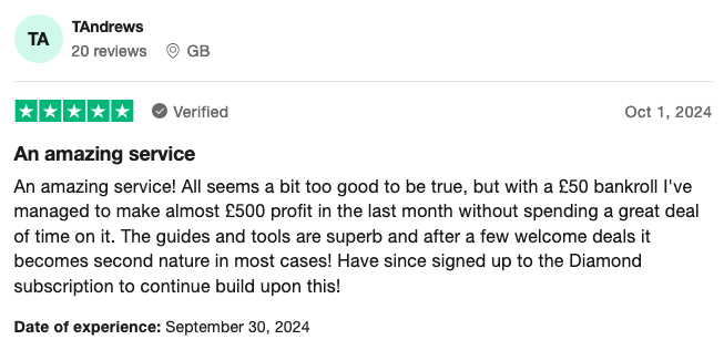 Outplayed TrustPilot review - 50 bankroll 500 in a month and upgraded to Diamond